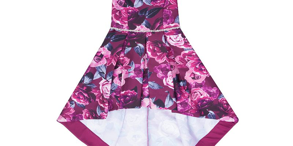 Speechless Girl's Allover Floral High Low with Pockets Dress Purple Size 12