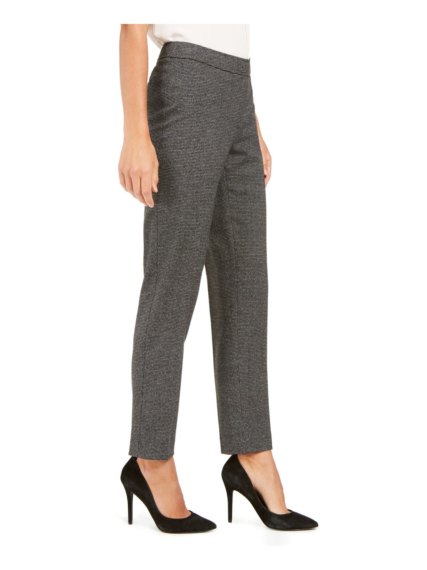 Anne Klein Women's Houndstooth Skinny Wear to Work Pants Black Size 16