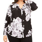 INC International Concepts Women's Printed Zip Pocket Top Black Size -0X