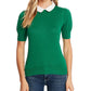 CeCe Women's Short Sleeve Collared Sweater Green Size M