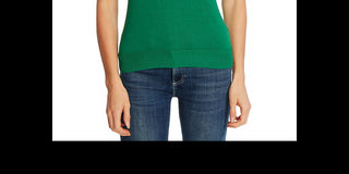 CeCe Women's Short Sleeve Collared Sweater Green Size M