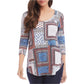 Karen Kane Women's Paisley Shirttail T-Shirt -White Size Medium