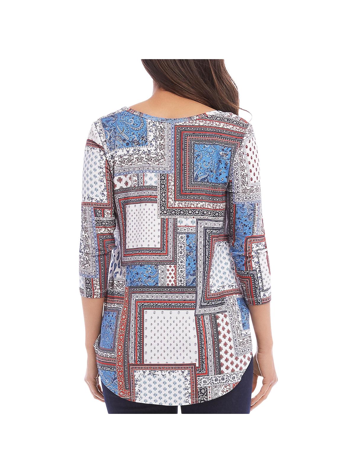 Karen Kane Women's Paisley Shirttail T-Shirt -White Size Medium