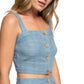 Roxy Women's Ocean Groove Buttoned Crop Top Blue Size Small