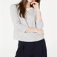 Maison Jules Women's Striped 3/4 Sleeve Shirt White/Black Size Large