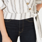 Gypsies & Moondust Junior's Striped Wrap Blouse White Size X-Small