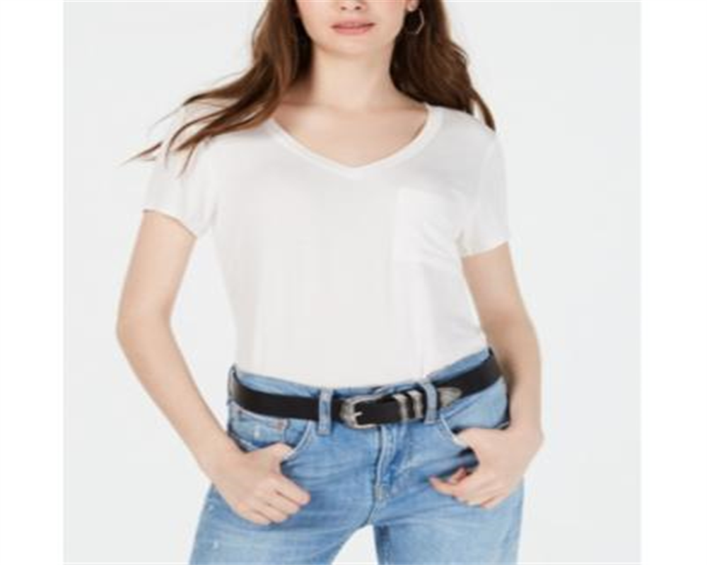 Self Esteem Junior's V Neck Pocket Tee White Size Large