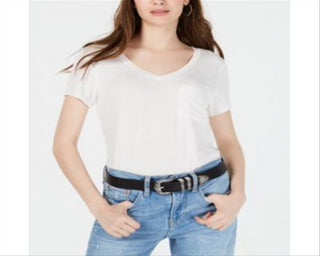 Self Esteem Junior's V Neck Pocket Tee White Size Large