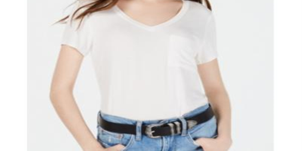Self Esteem Junior's V Neck Pocket Tee White Size Large