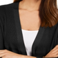 JM Collection Women's Mixed Ribbed Split Sleeve Cardigan Black Size Medium