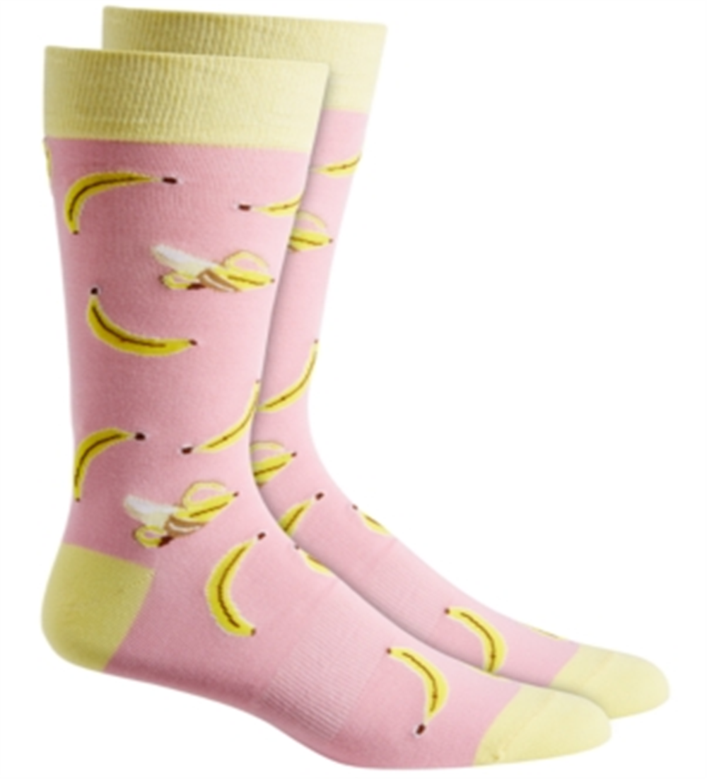 Bar III Men's Bananas Comfy Comfortable Crew Socks Pink Size Regular