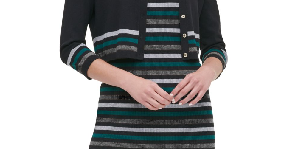 Tommy Hilfiger Women's Striped Long Sleeve Top Dark Blue Size Medium