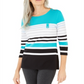 Karen Scott Women's Colorblocked Striped Top Blue Size X-Small