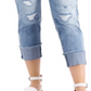 INC International Concepts Women's Mid Rise Ripped Straight Leg Pull on Jeans Blue Size 12/31