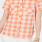 Tommy Hilfiger Women's Plaid Button Down Top Orange Size Medium