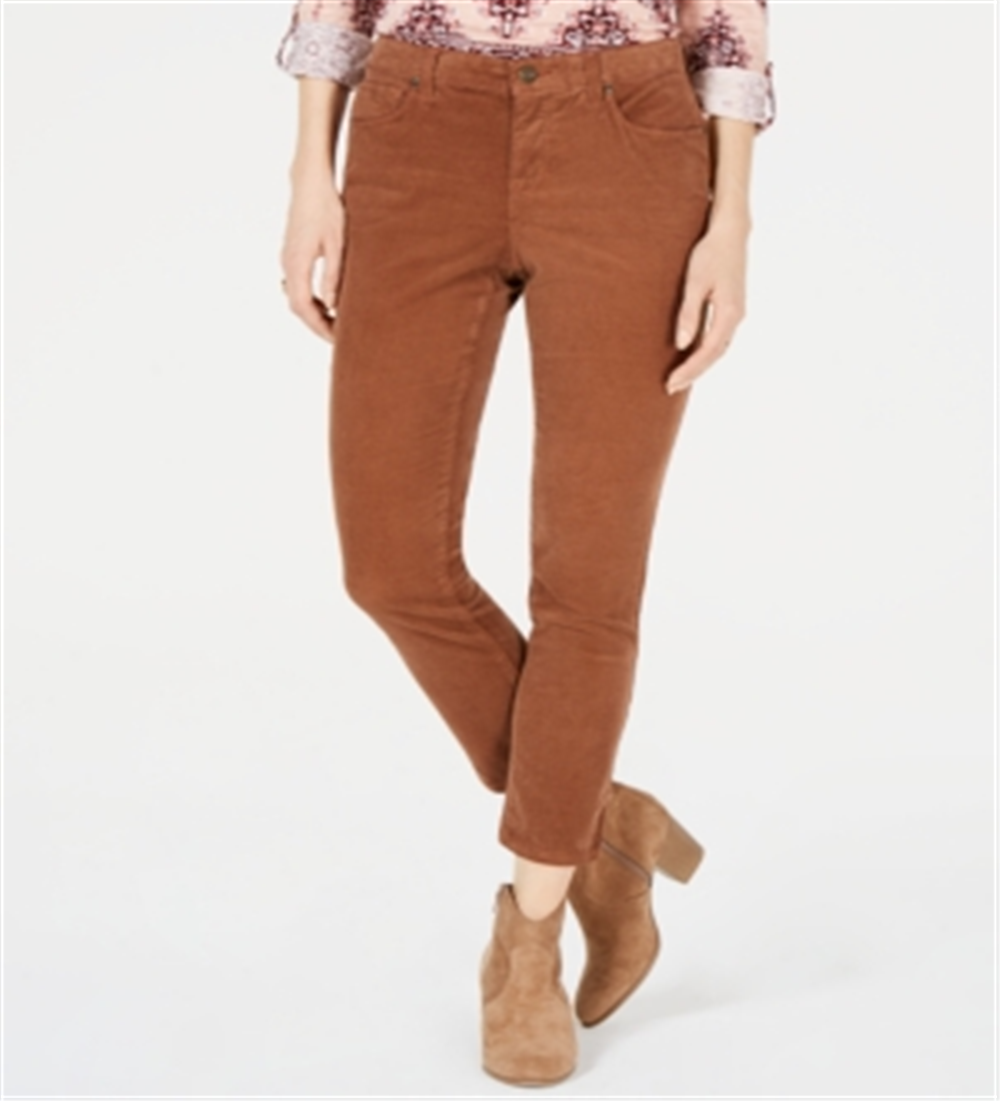 Style & Co Women's Tummy Control Corduroy Pants Brown Size 14 Petite