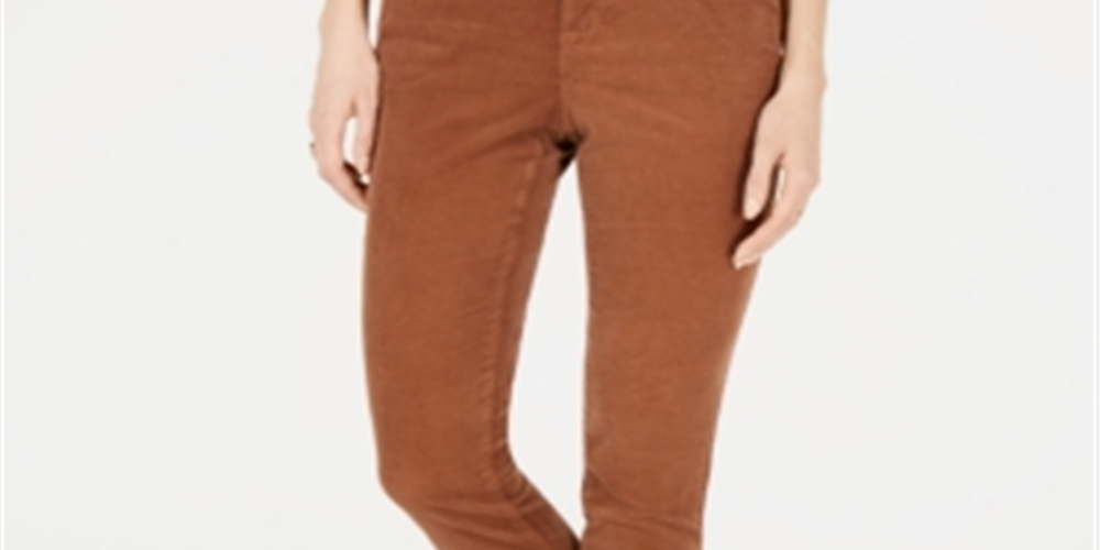 Style & Co Women's Tummy Control Corduroy Pants Brown Size 14 Petite