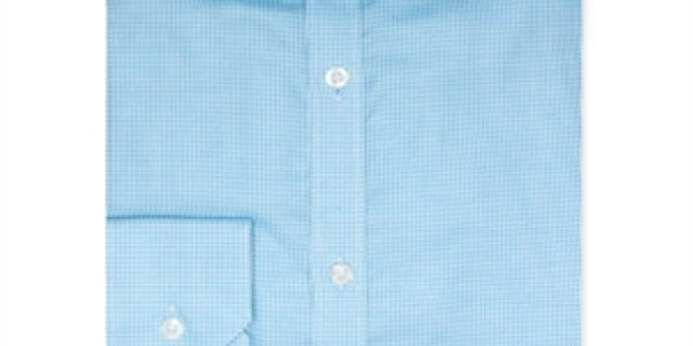 Vince Camuto Men's Slim Fit Stretch Turquoise Dobby Dress Shirt Blue Size 32/33