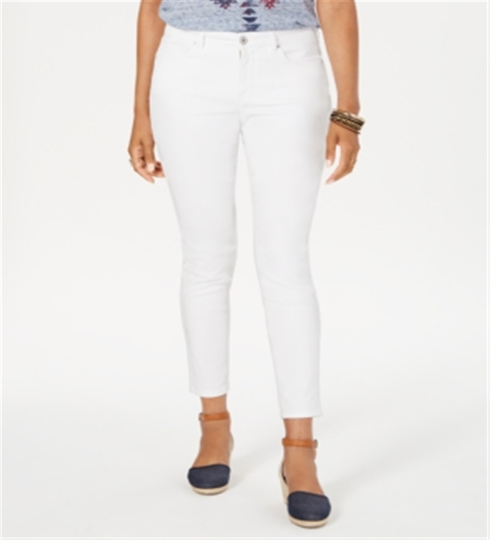 Style & Co Women's Curvy Fit Tummy Control Skinny Jeans White Size 4 Petite