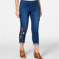 Style & Co Women's Embroide Cropped Jeggings Blue Size Petite XL