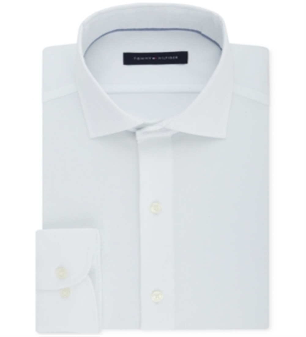 Tommy Hilfiger Men's Classic Regular Fit Non Iron Performance Stretch Solid Dress Shirt White Size XL