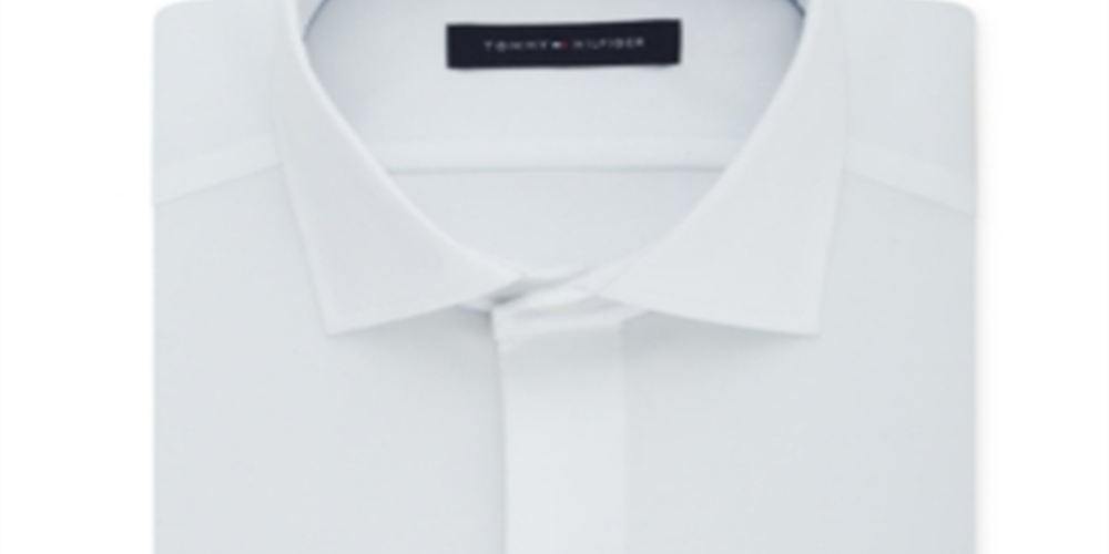 Tommy Hilfiger Men's Classic Regular Fit Non Iron Performance Stretch Solid Dress Shirt White Size XL