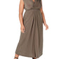 Love Squared Women's Ruched Tie Cap Sleeve V Neck Full Length Empire Waist Evening Dress Green Size 2X