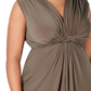 Love Squared Women's Ruched Tie Cap Sleeve V Neck Full Length Empire Waist Evening Dress Green Size 2X