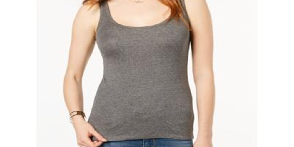 Maison Jules Women's Fitted Sleeveless Tank Top Gray Size Small