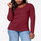 Karen Scott Women's Cotton Scoop Neck Top Red Size X-Large