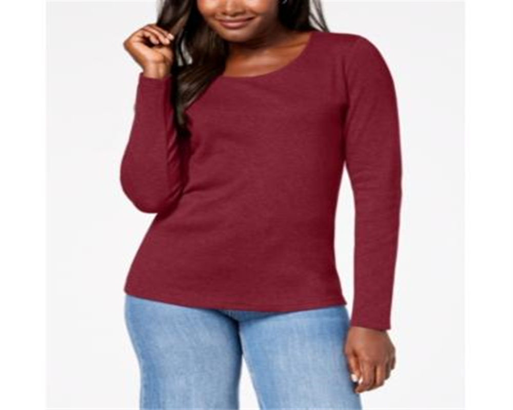 Karen Scott Women's Cotton Scoop Neck Top Red Size X-Large