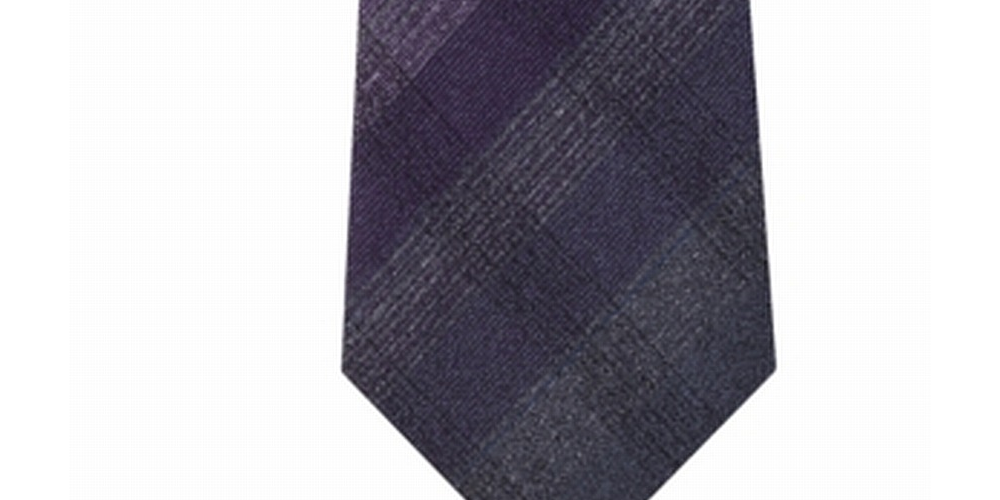 Kenneth Cole Reaction Men's Neck Tie Tonal Check Slim Silk Purple Size Regular