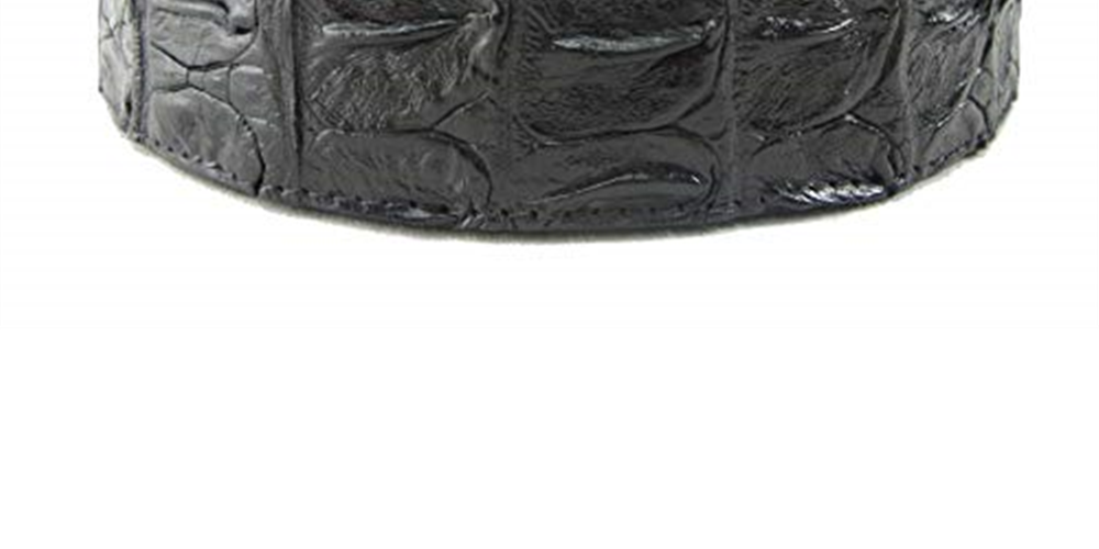 Pelgio Men's Genuine Crocodile Backbone Skin Leather Belt Black Size 46