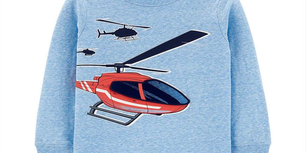 Carter's Toddler Boy's Crew Neck Long Sleeve Graphic T-Shirt Blue Size 3T