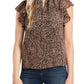 1.STATE Women's Keyhole Leopard Print Top  Brown Size Medium