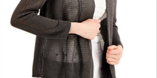 Alfani Women's Lace Solid Open Cardigan Sweater Charcoal Size Small