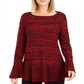Style & Co Women's Ruffle Hem Tunic Sweater Red Size Petite XL