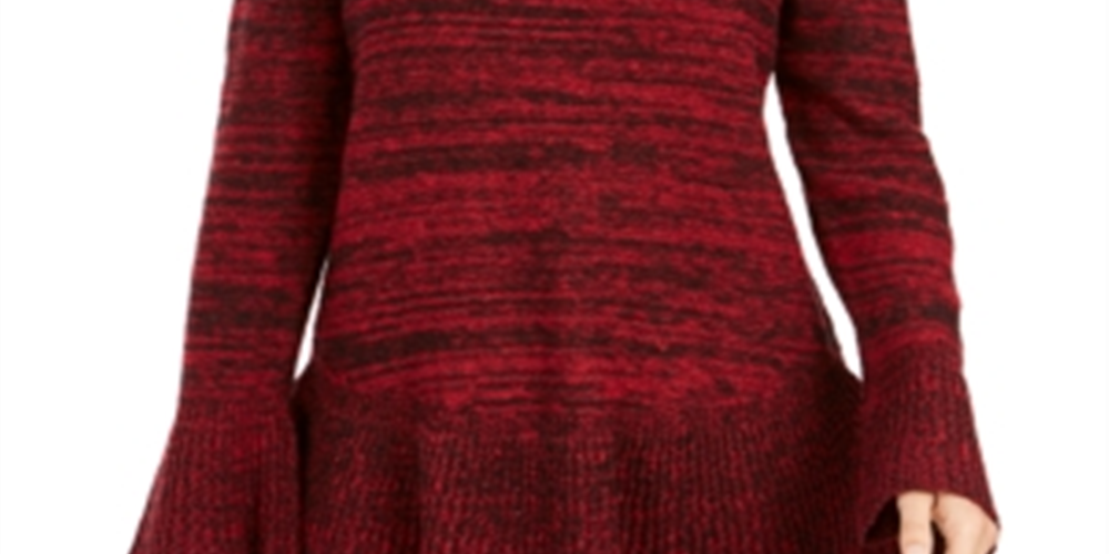 Style & Co Women's Ruffle Hem Tunic Sweater Red Size Petite XL