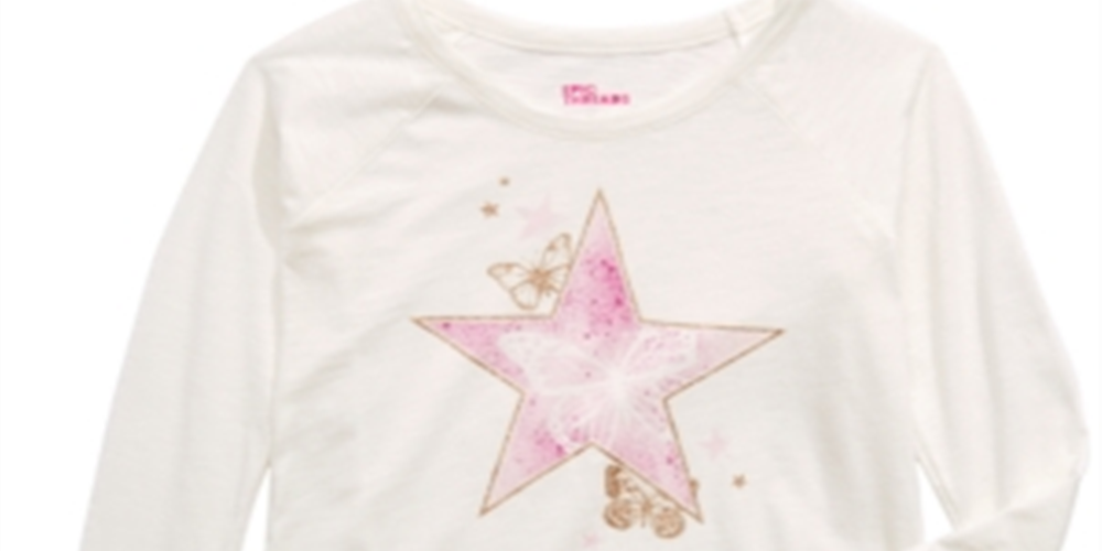 Epic Threads Big Girl's Butterfly Star Long Sleeve T-Shirt White Size Large