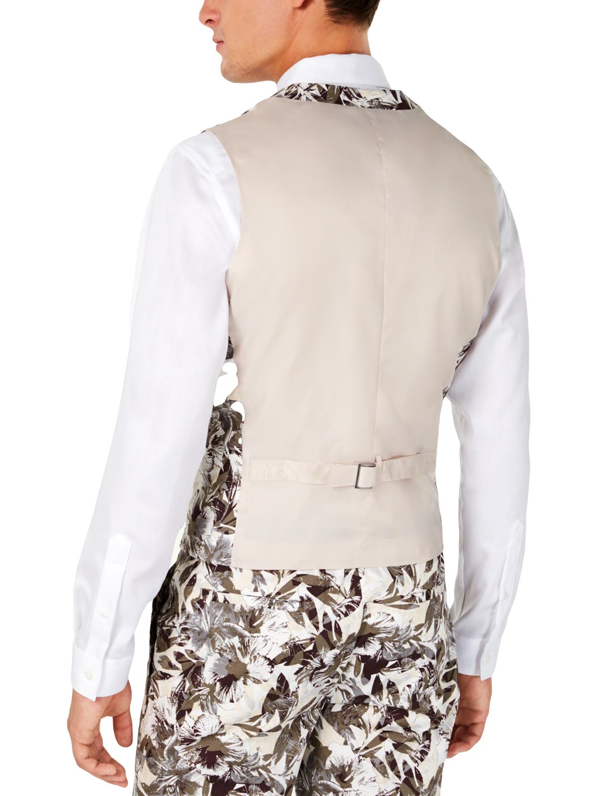 INC International Concepts Men's Slim Fit Botanical Suit Vest Brown Size Small
