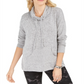 Style & Co Women's Drawstring Cowl Neck Sweater Gray Size XS