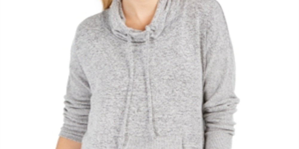Style & Co Women's Drawstring Cowl Neck Sweater Gray Size XS