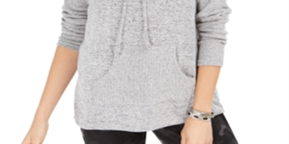 Style & Co Women's Drawstring Cowl Neck Sweater Gray Size XS