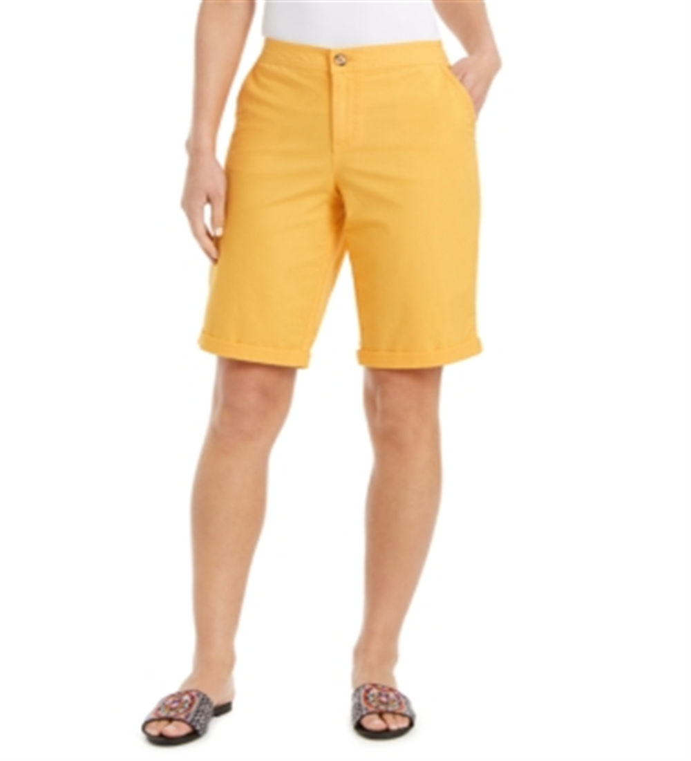 Style & Co Women's Cuffed Bermuda Shorts Yellow Size 4