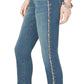 INC International Concepts Women's Sparkle Side Seam Skinny Cropped Jeans Blue Size 4