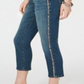INC International Concepts Women's Sparkle Side Seam Skinny Cropped Jeans Blue Size 4