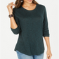 Style & Co Women's Long Sleeve Scoop Neck Top Green Size X-Small