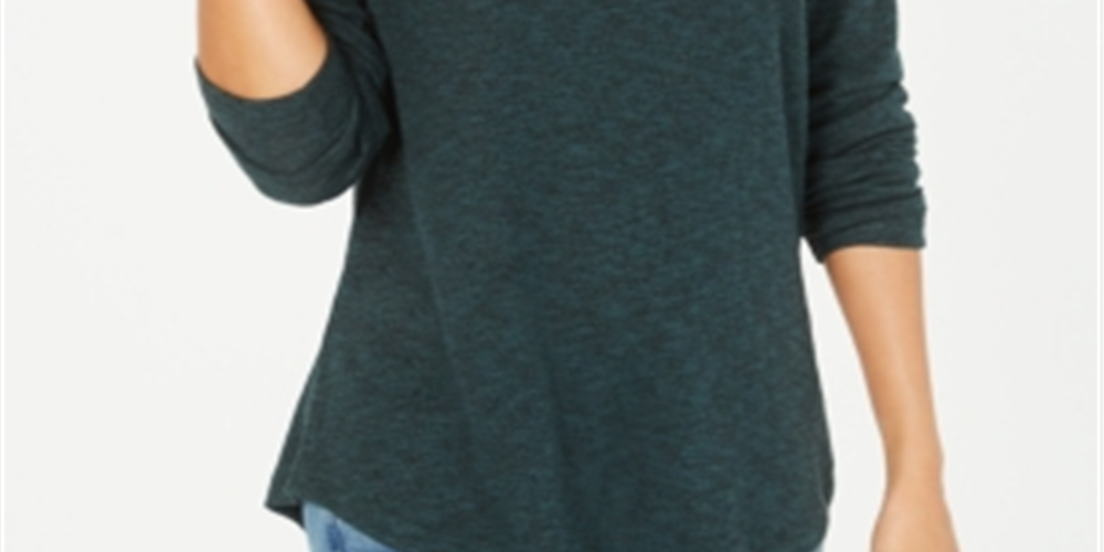 Style & Co Women's Long Sleeve Scoop Neck Top Green Size X-Small