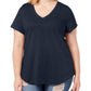 Style & Co Women's Plus V Neck T-Shirt Blue Size 0X