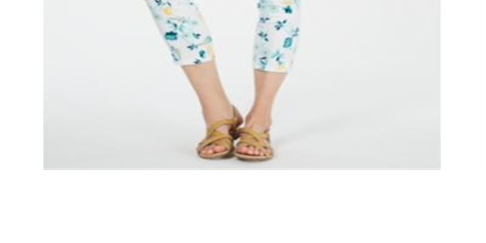 Charter Club Women's Bristol Capri Printed Jeans Blue Size 18